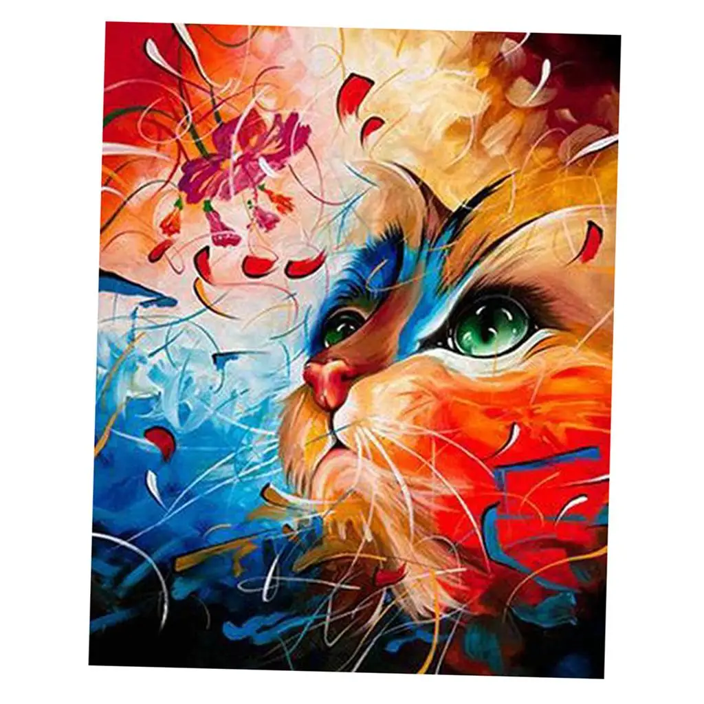 

Frameless DIY Oil Painting Kit Cat Pattern Paint by Numbers Canvas Wall Art for Home Decoration Adults Beginners