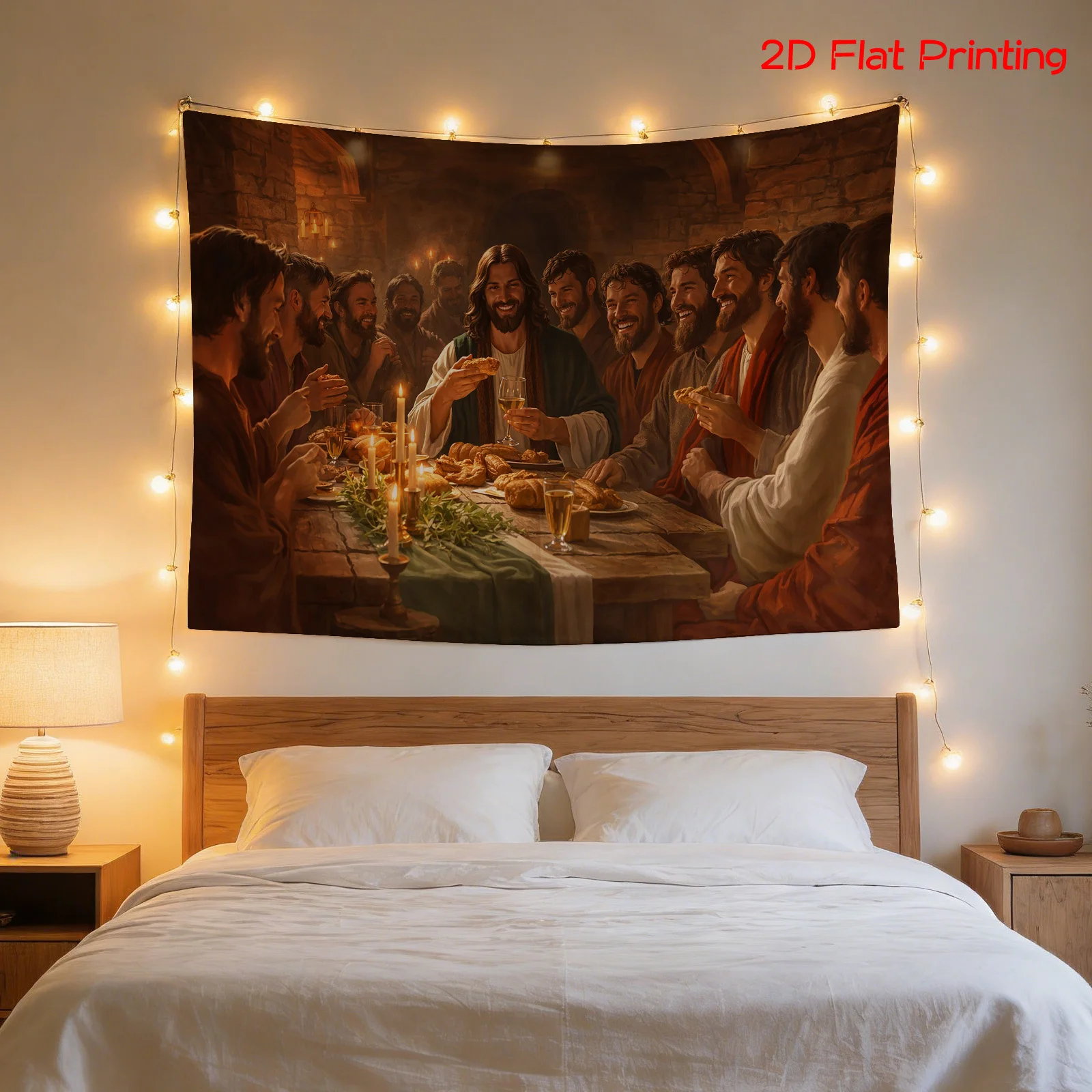 The Last Supper Tapestry Religious Jesus Wall Hanging, Vintage Christian Art Decor Biblical Scene Bedroom Living Room Background