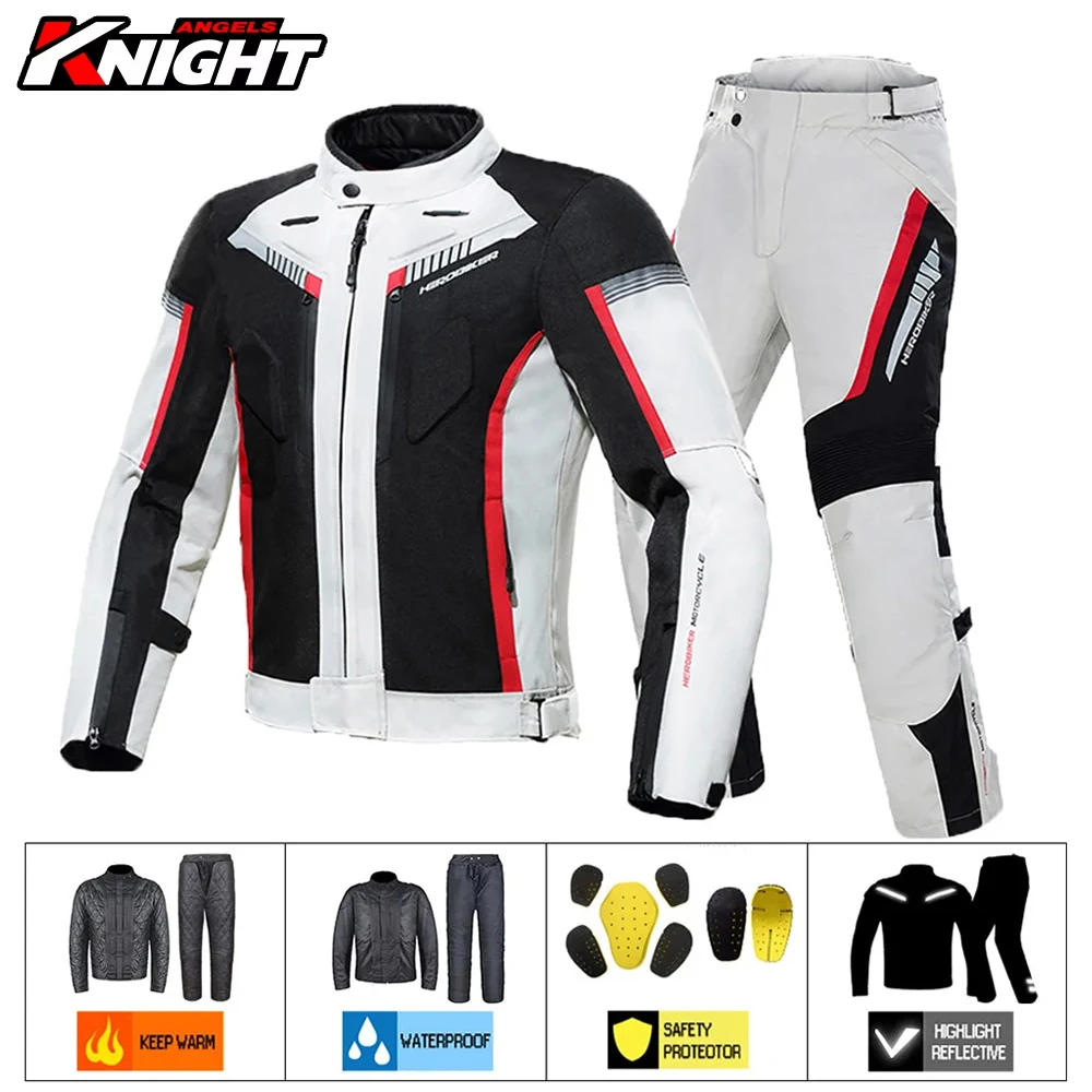 

Waterproof Motorcycle Jacket Pant Cold-proof Motorbike Jacket Men Motocross Riding Clothing CE Protective Gear Size M-3XL