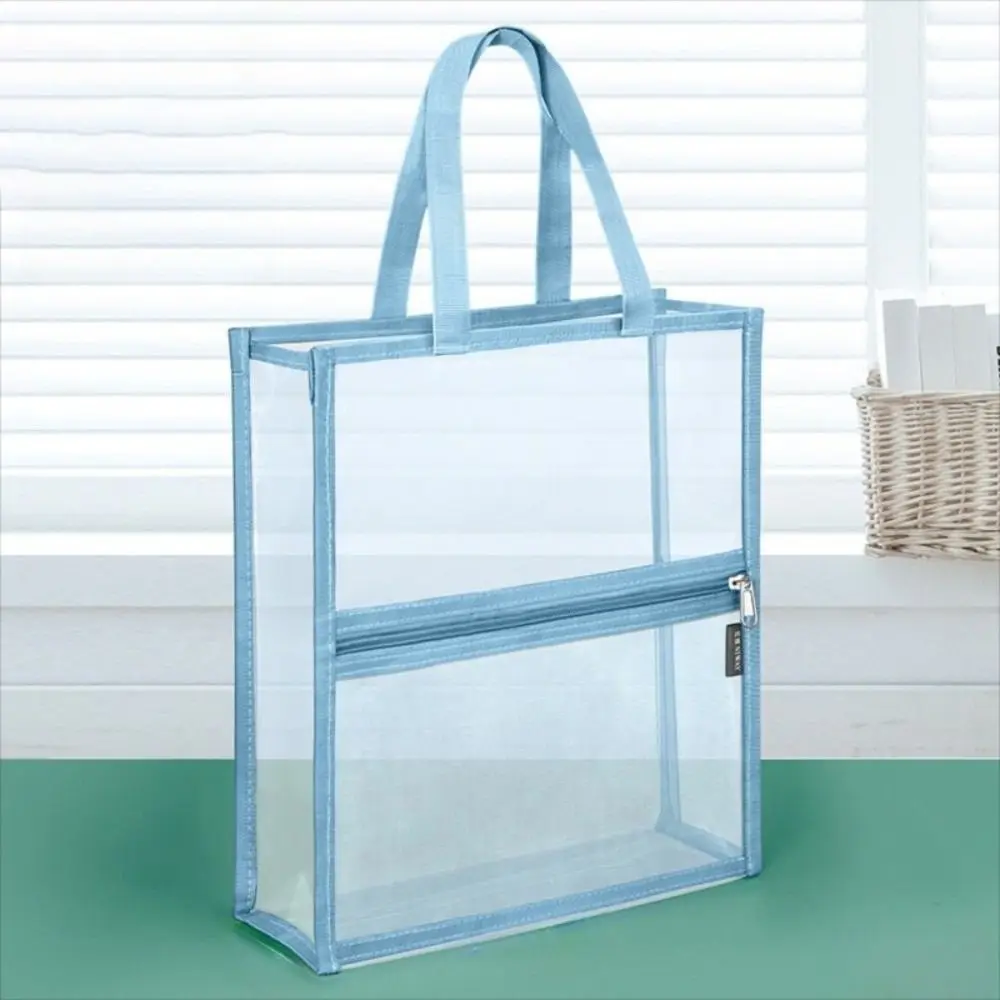 PVC Material Transparent Pencil Case Waterproof Simple Design Double Layer Document Bag Transparent High Aesthetic Value