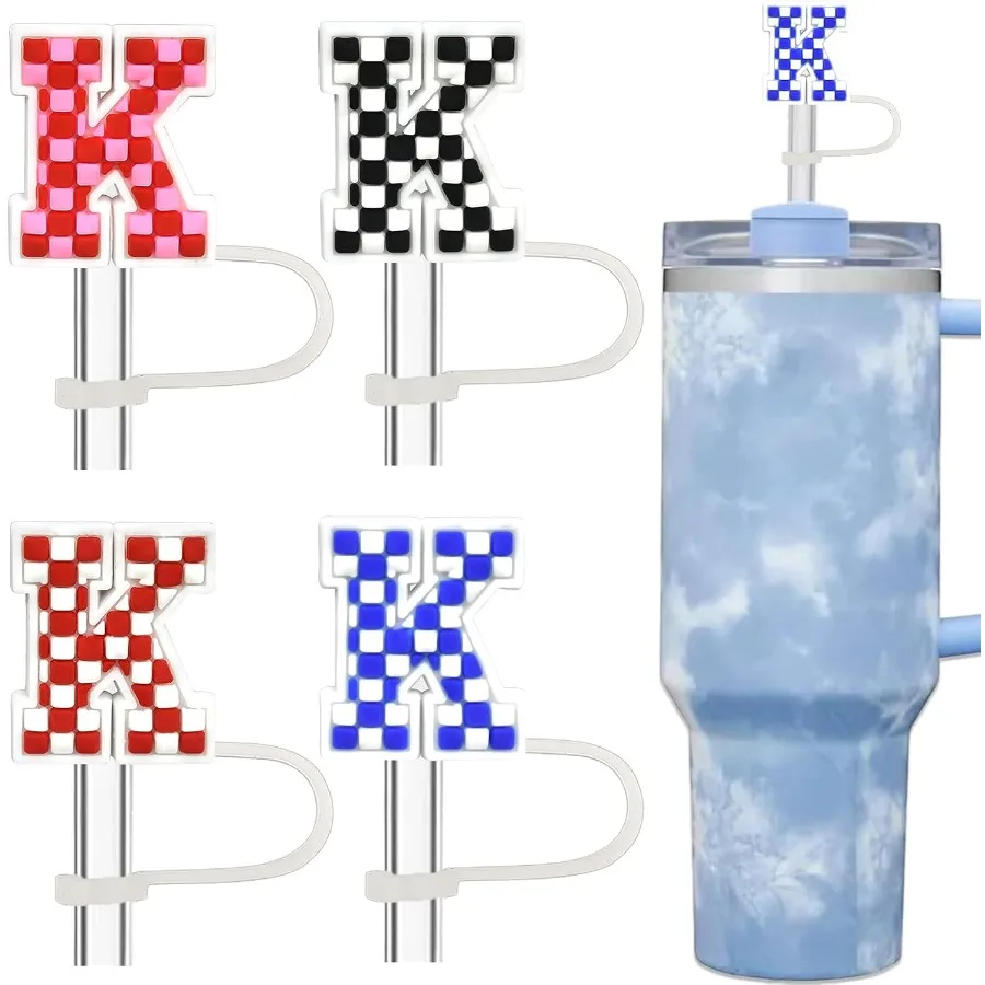 

Соломенная обложка с буквами для Кубка Стэнли, 4 шт., соломенные топперы с клетчатым именем и буквами для стаканов емкостью 30–40 унций, персонализированные Stan