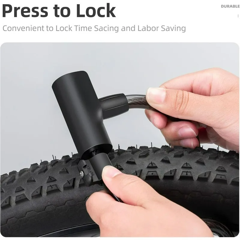 1set Zinc Alloy Motorcycle Scooter MTB Road Round Cycling Lock Bicycle Lock Portable Anti-theft Bike Cable Lock with Keys