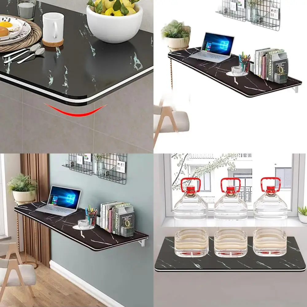 

Space-Saving Wall-Mounted Folding Desk for Home, Office, and Kitchen (Black, 35.4×19.7)