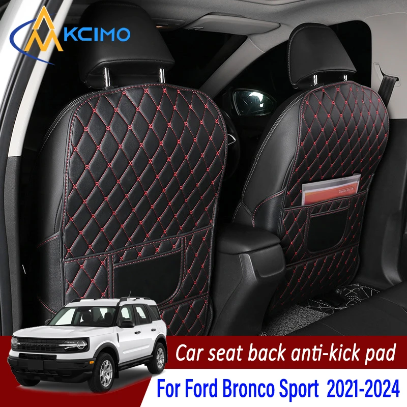 

For Ford Bronco Sport 2021-2024 PU Leather Car Anti-Kick Pad Seat Back Protector Cover Back Seat Organizer with Storage Pocket
