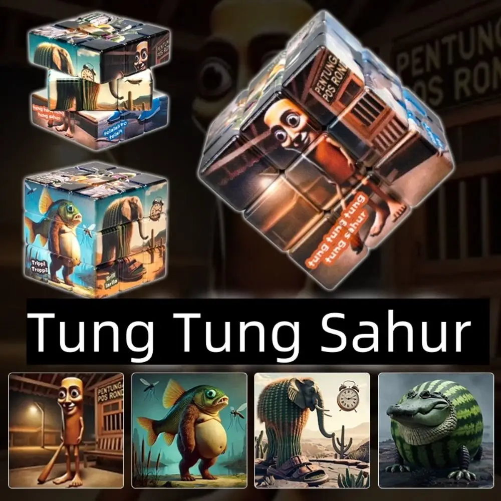 

3×3 Speed Tung Sahur Cube Steve Alex Evoker Interaction Toy Classic Puzzle Cube Cartoon Multi-Element Tung Tung Sahur Toy