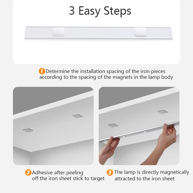 Ultra-Thin Motion Sensor Under Cabinet Night Light LED USB Kitchen Closet Wardrobe  Rechargeable Lighting Magnetic Night Lamp