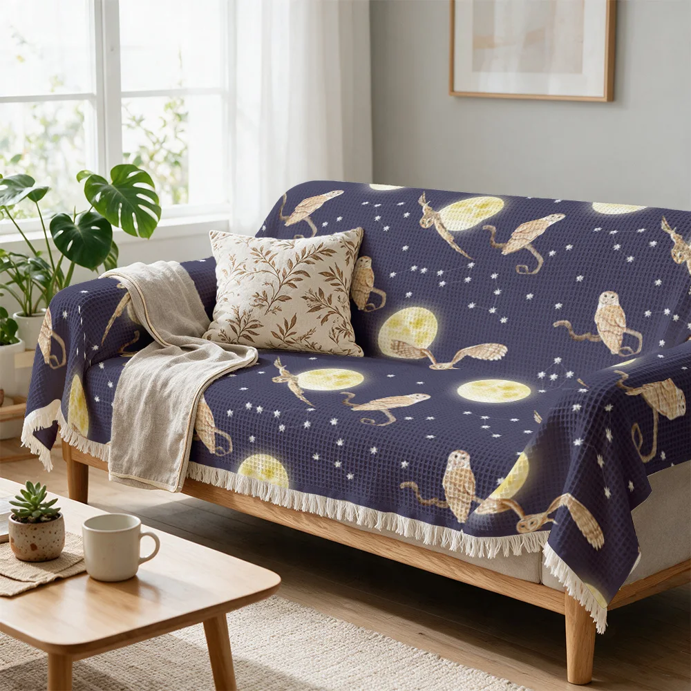 Chunky Knit Navy Blue Celestial Star Moon Throw Blanket for Sofa Couch Living Room Home Decor Accent Cozy Bedding Gift