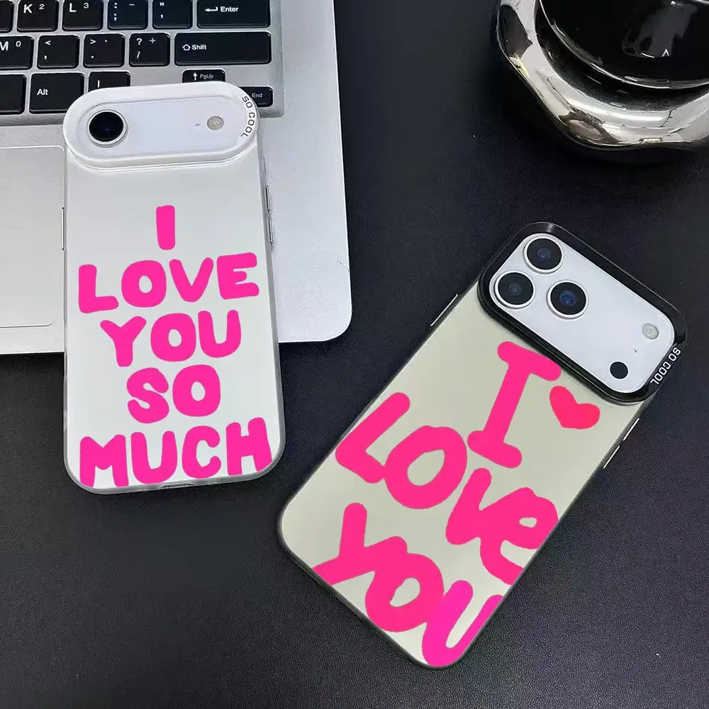 

I Love You Art Design Phone Case For iPhone 17 16 15 14 13 12 11 Pro Max Air multicolor Matte Laser Metallic Aurora Funda