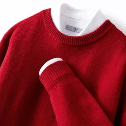 Hot Sale Cashmere Men's Sweater O-Neck Knitted Jumpers Long Sleeve Male Pullover Soft Warm Wool roupas masculinas