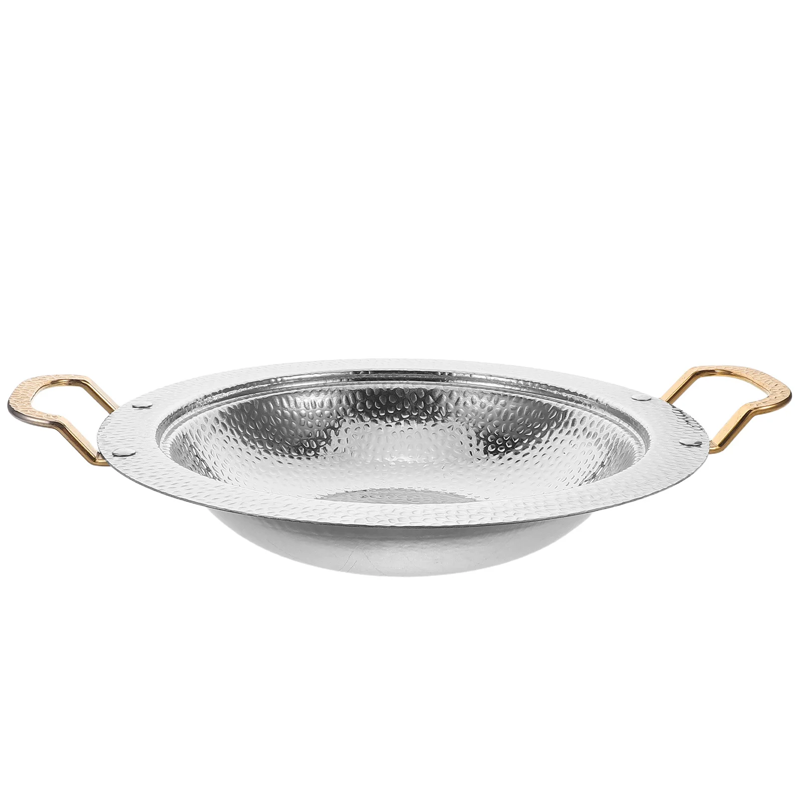 

Outdoor Stainless Steel Dry Pot Double Handle Flat Bottom Hot Pot Camping Cooking Pan Seafood Skillet Stir Fry Griddle Pan