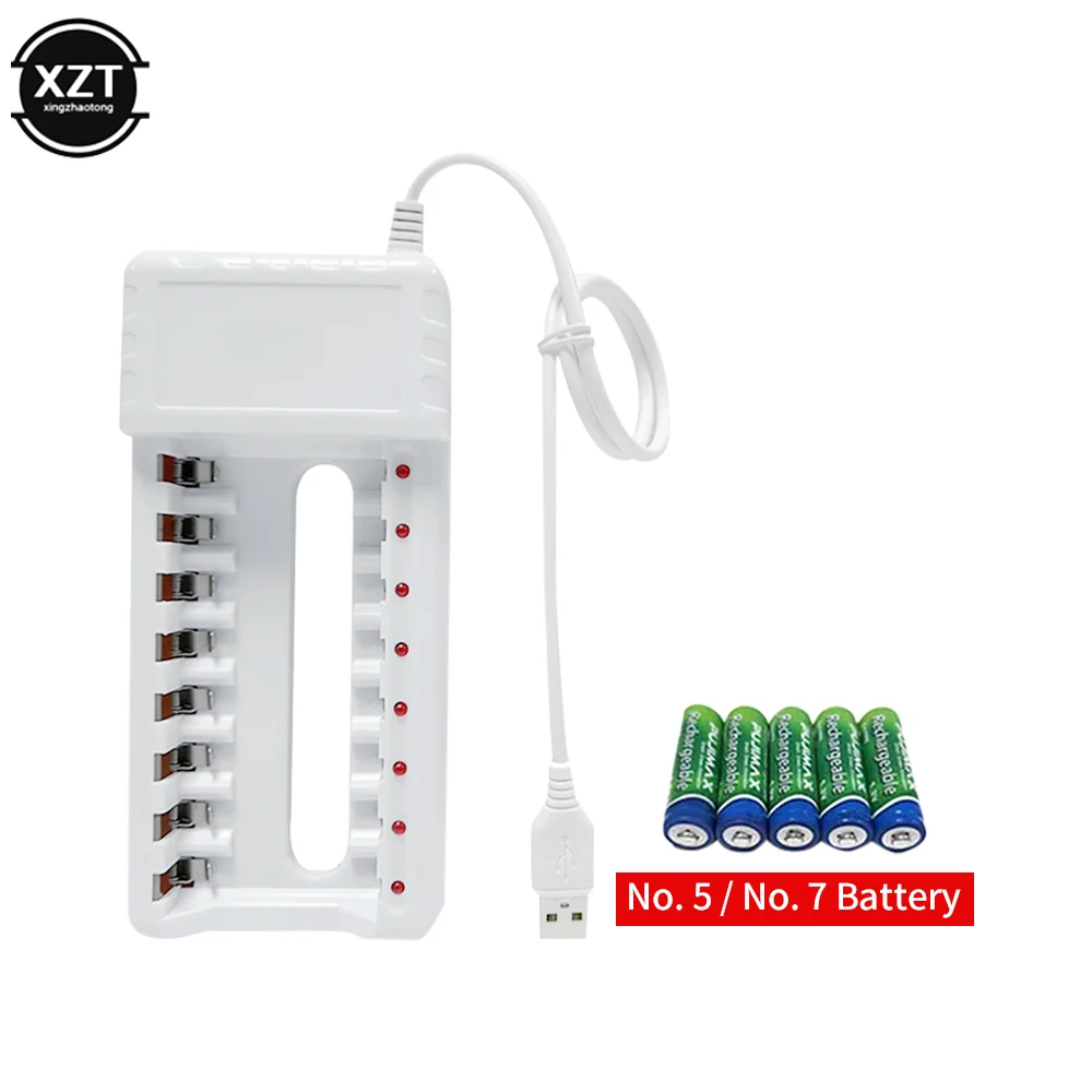 Rechargeable Battery Charger USB Output 8 Slots Fast Charging Short Circuit Protection suitable for AAA/AA Battery Tools