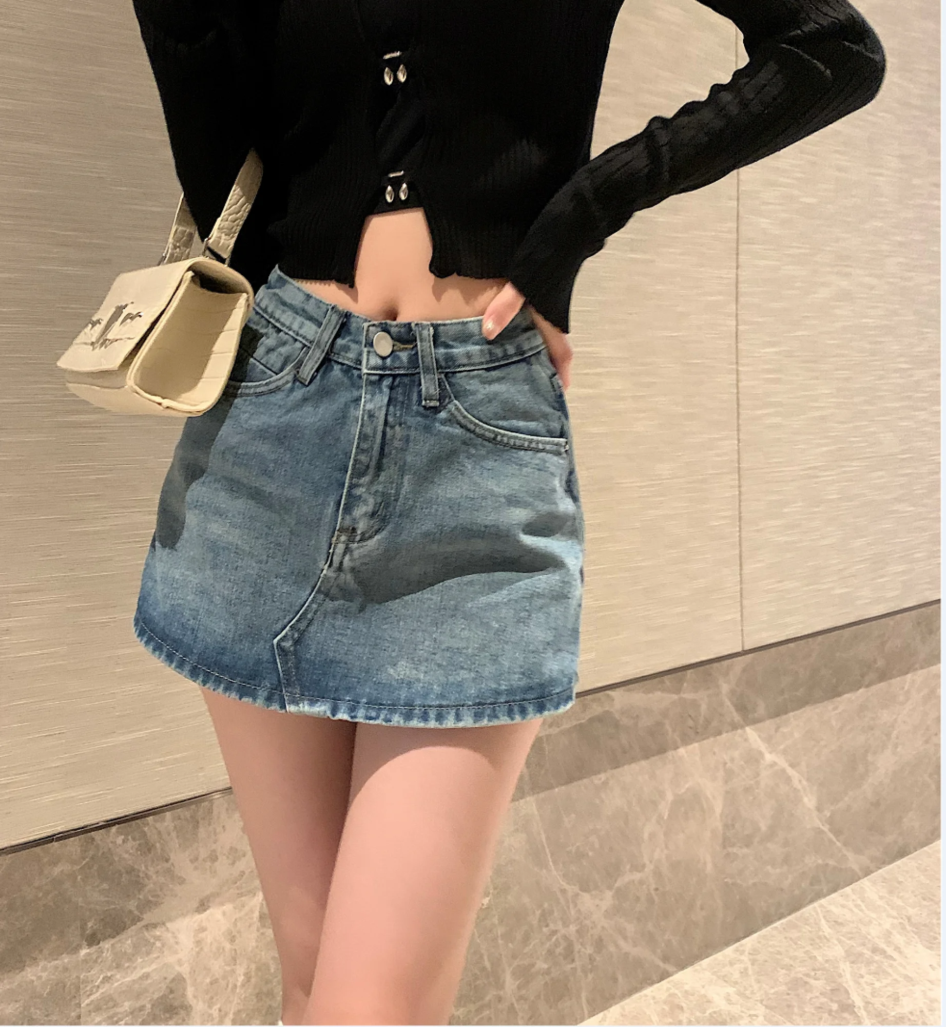 

Anti Exposure Denim Midi For Women In Spring And Autumn 2024, New Large Size, Fat Mm, Slimming, Spicy Girl, Hip Hugging A-Line