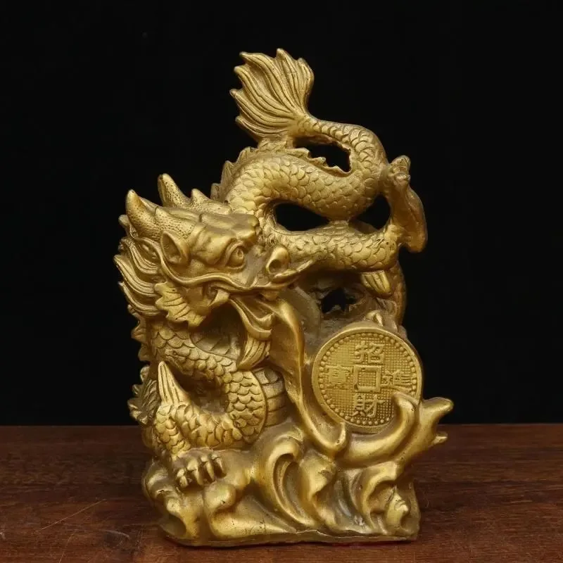 Chinese Style Pure Copper Twelve Zodiac Signs Copper Dragon Ornaments Copper Dragon Home Decorations Dragon Handicrafts Gifts