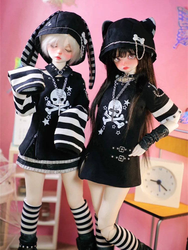 New Arrival BJD Doll Clothes For 1/4 Doll Accessories MSD MDD Black Top Socks Necklace Doll Dress Up Gift Diy Clothes(No doll)