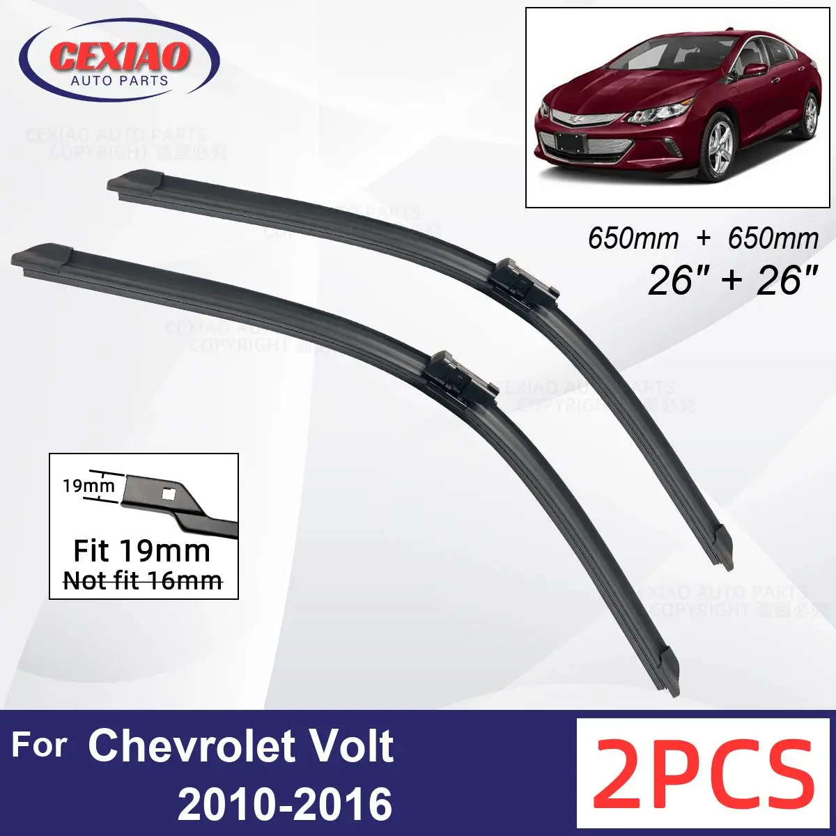 

Car Wiper For Chevrolet Volt 2010-2016 Front Wiper Blades Soft Rubber Windscreen Wipers Auto Windshield 26"+26" 650mm + 650mm