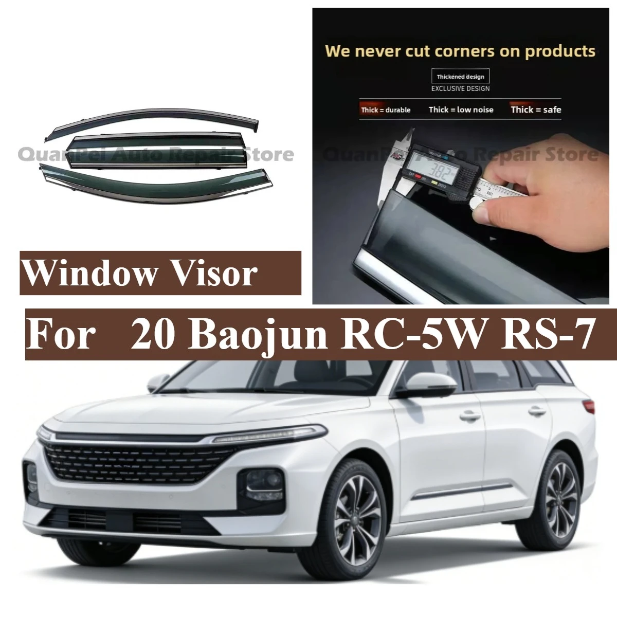 For Baojun RC-5W and RS-7 2020–2023 Rain Guards Window Deflectors Door Visors Eyebrows Side Window Rain Shields