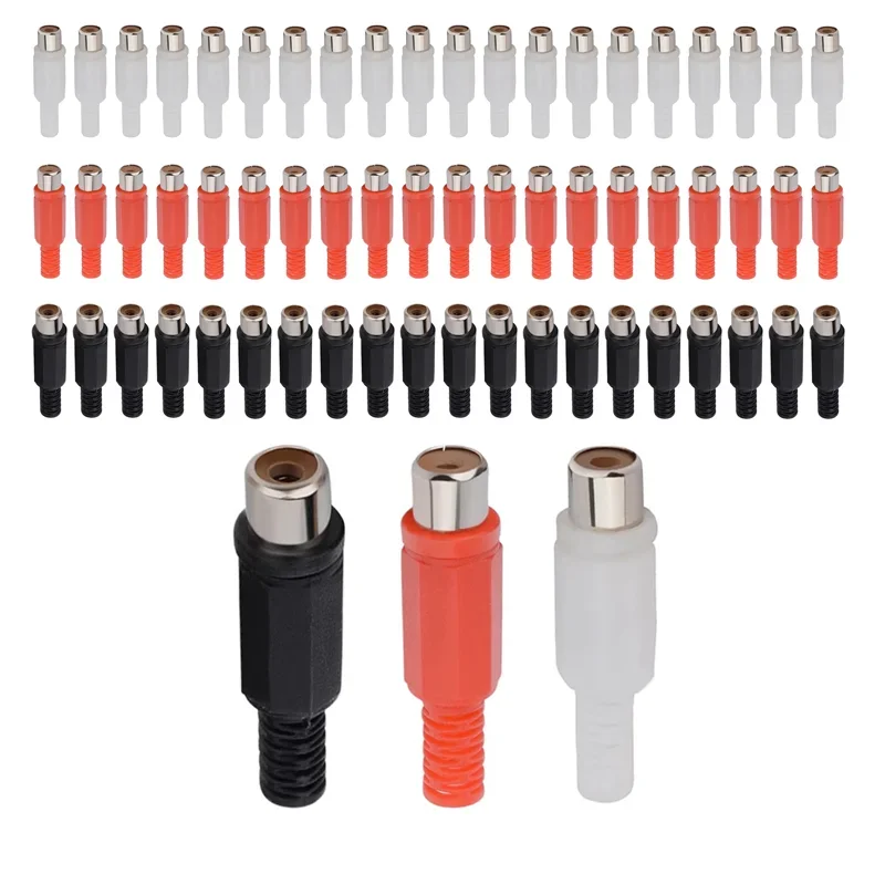 Prise RCA femelle en plastique, audio et vidéo, connecteur de soudage, adaptateur, rouge et noir, 5 pièces, 20 pièces, 100 pièces, 500 pièces