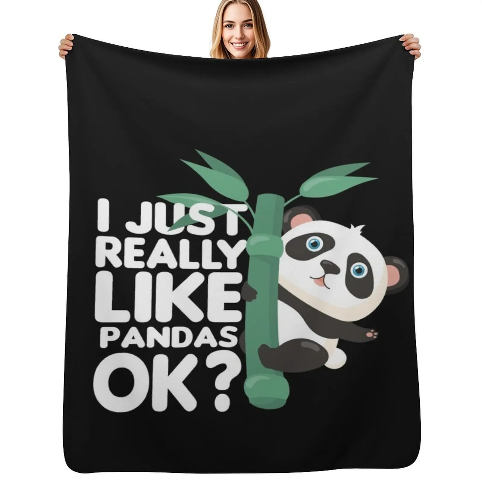 

I Just Really Like Pandas, OK T-Shirt Throw Blanket Compact Warm Blanket for Car Road Trip
