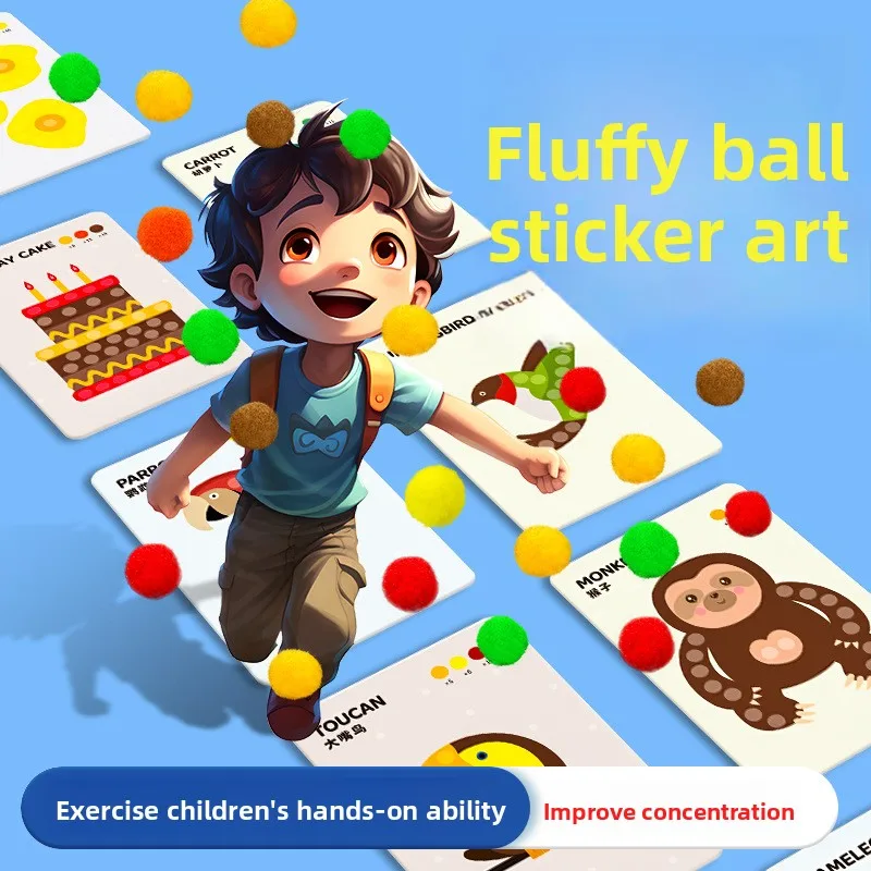Kinderen Harige Bal Plakken Schilderen Speelgoed Cadeau DIY Productie Materiaal Verpakking Creatieve Pluche Bal Kinderhandwerk Speelgoed Geschenken