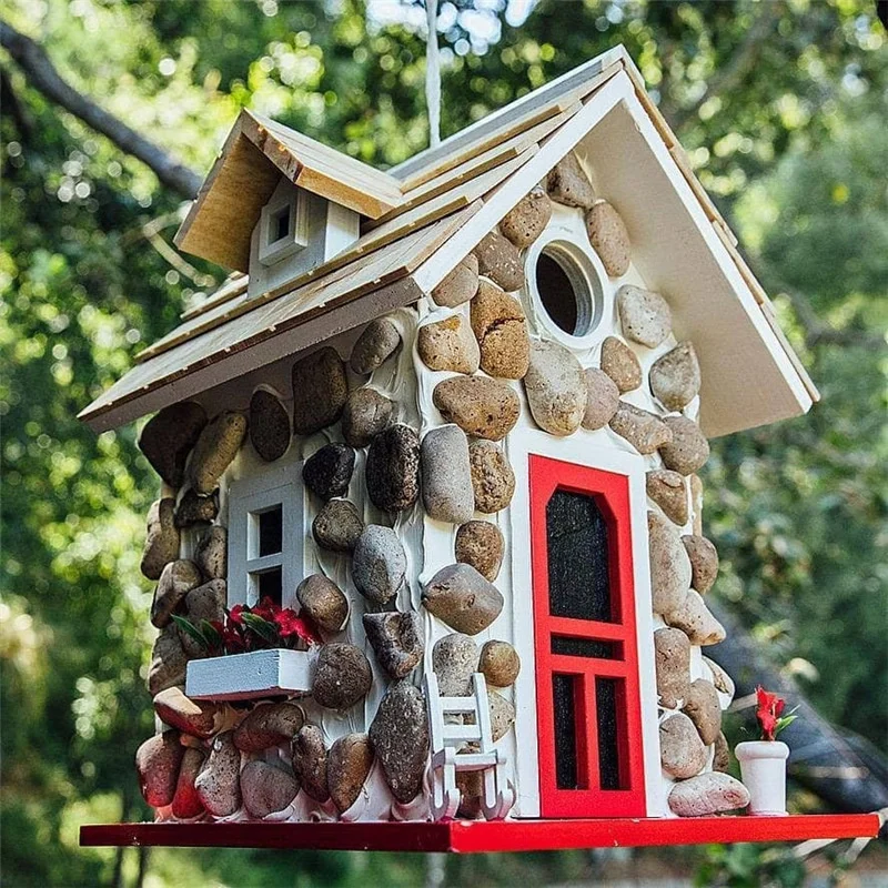 Imagem -03 - Pedra Algodão Bird House Exterior Resina Colibri Pedra Casa Novo