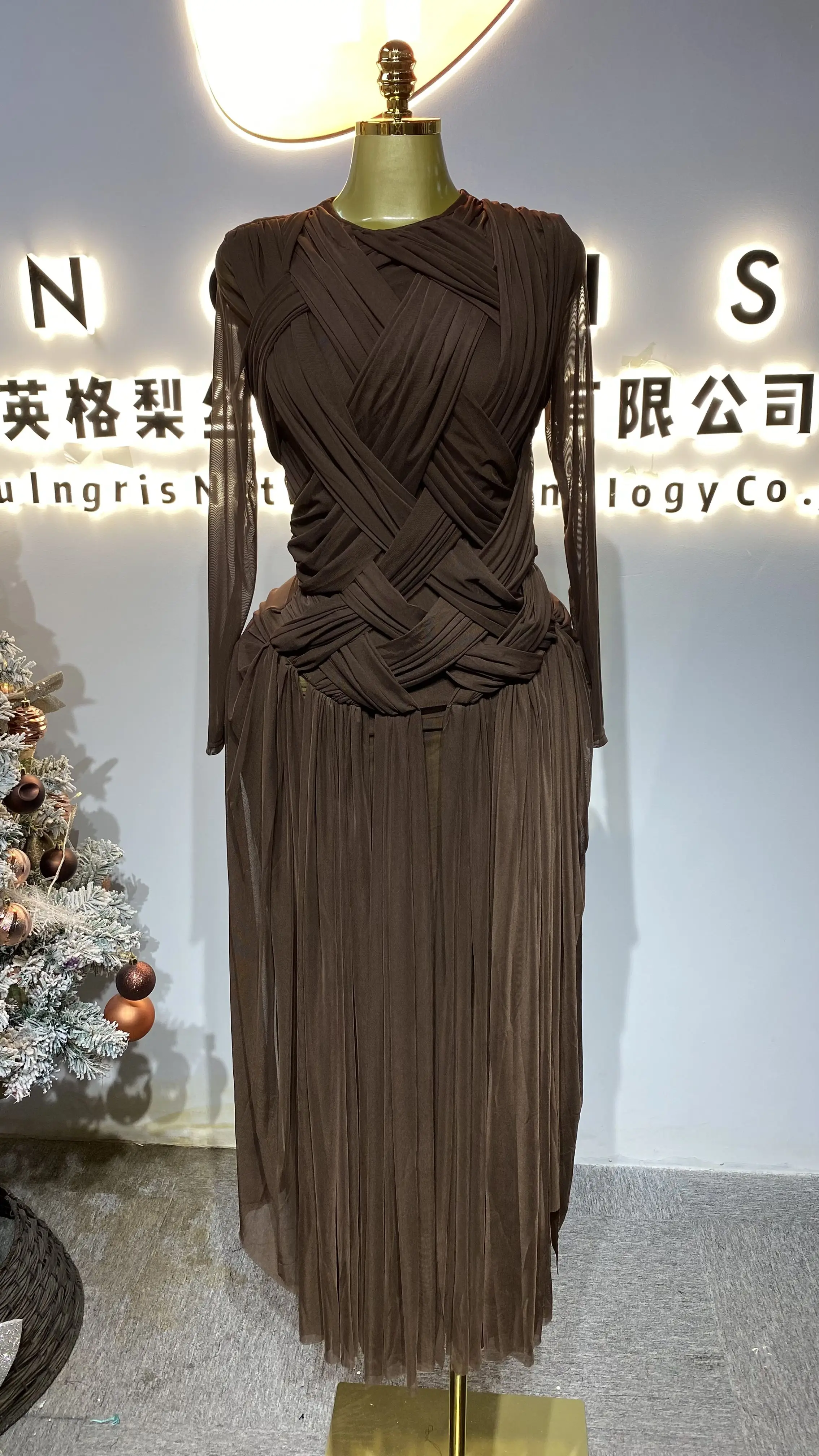 فستان ريترو عصري جديد منسوج غير منتظم طويل بدون أكمام، ملابس نسائية أنيقة وغير رسمية-GZXX274 #1