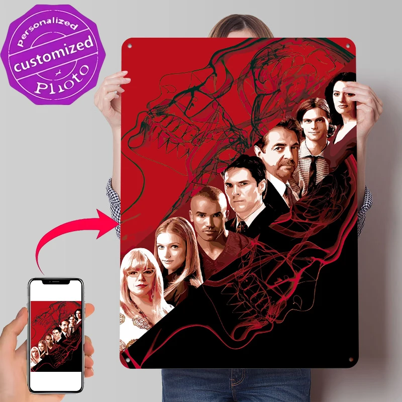 Criminal Minds Cast Poster Customized Vintage Metal Signs Wall Art Retro Tin Plaque for Aesthetic Decoration Room Coffee Bar