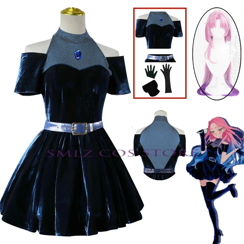 Alien Stage Mizi Cosplay Anime Costume Mizi Wig Dress Uniforms Set Halloween Party Role Play Outfit for Women