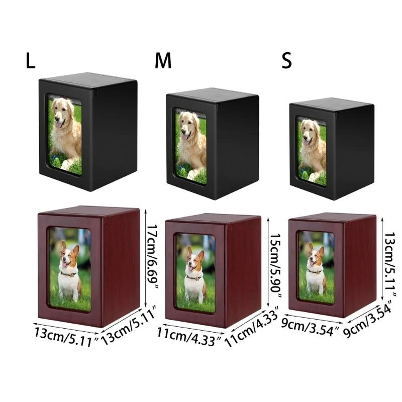 Urn Pet Memorial Urns for Cats Ashes Solid Memorial Pet Ashes Pet Memorial Box with Photo Frame for Indoor