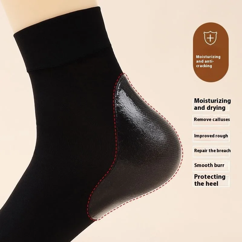 Силиконовые носки, увлажняющий слой для щиколотки, женские бархатные чулки на каблуке с защитой от трещин, ультратонкие дышащие увлажняющие мягкие носки для ухода за ногами