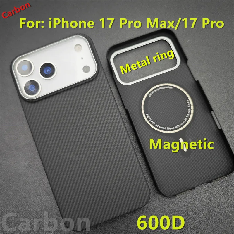 

Магнитный чехол MagSafe для iPhone 17 Pro Max, арамидное углеродное волокно для iPhone 17 Pro, ультратонкий легкий чехол из волокна