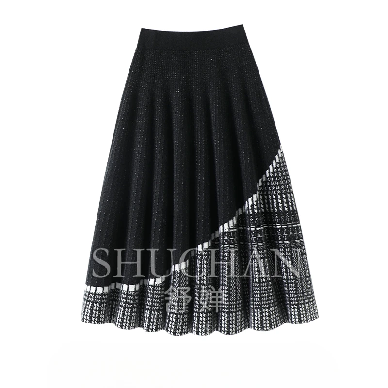 

Indie Folk 100% Cashmere Skirt Autumn and Winter Thickened Pleated Skirt Women Thick Warm Faldas Mujer Moda