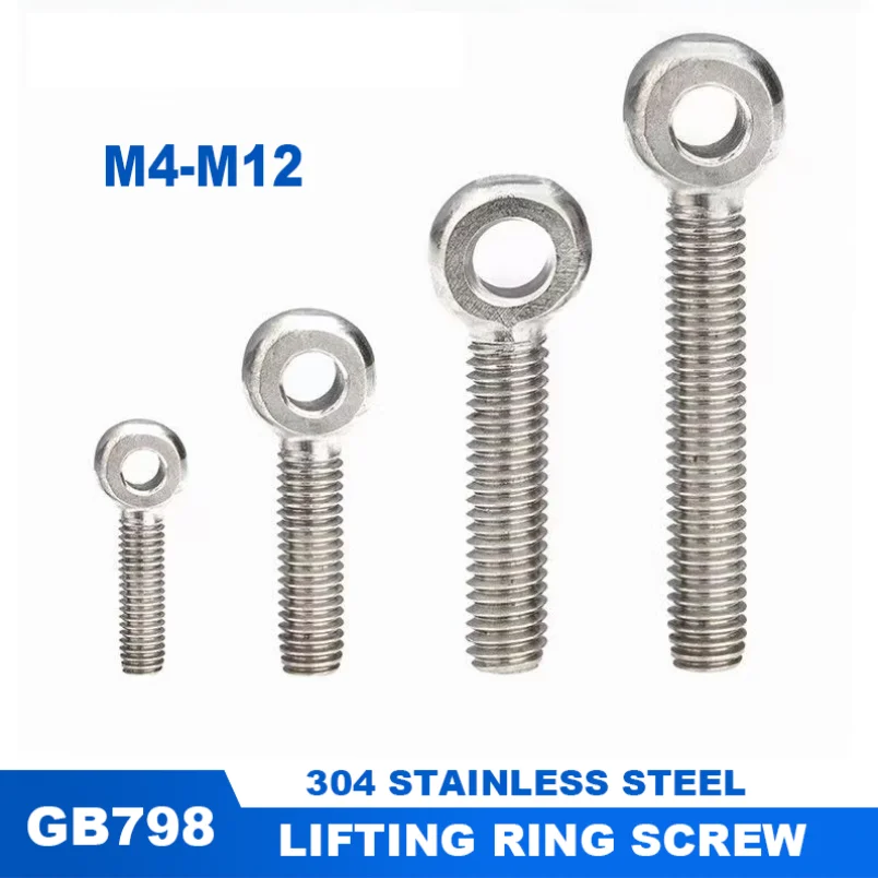 1/2/3/5/10pc M4-M12 304 Stainless Steel Ring Link Fisheye Eye Bolt Stud Articulated Anchor Slip Hole Screw M4 M5 M6 M8 M10 M12