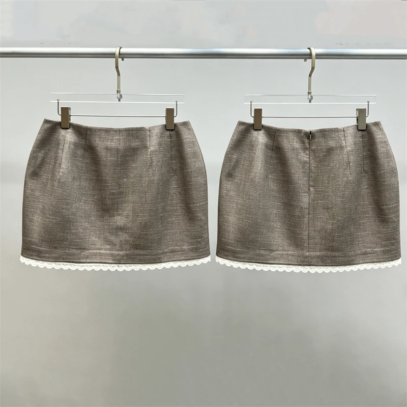 2026 Summer New Women's Low-Waisted Crochet Patchwork Midi Skirt, High-Quality Fashionable Casual A-Line Mini Bodycon Skirt
