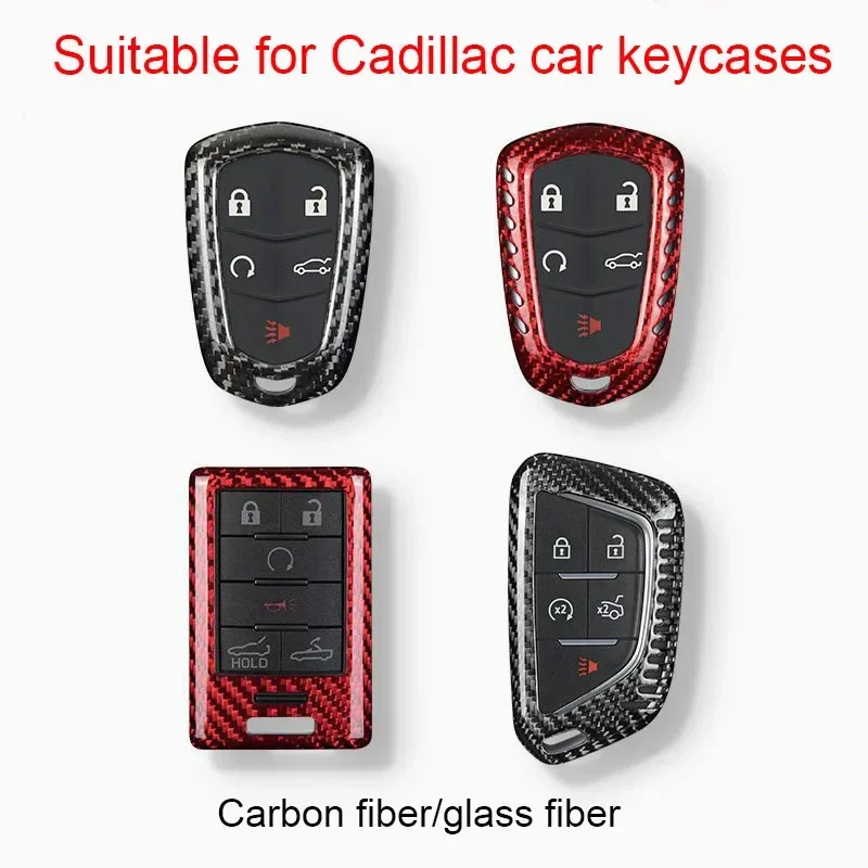 

Key Shell Case Cover Carbon Fiber for Cadillac ATS CT6 CTS DTS XT5 Escalade ESV SRX STS XTS ELR 2014 - 2018 Key Holder Keychain