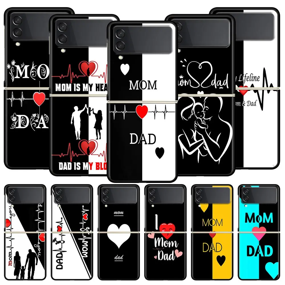 

Phone Case for Samsung Galaxy Z Flip 3 4 5 6 Folding Black Shell For Samsung Z Flip4 Flip5 PC Hard Cover Cute Couple Letters art