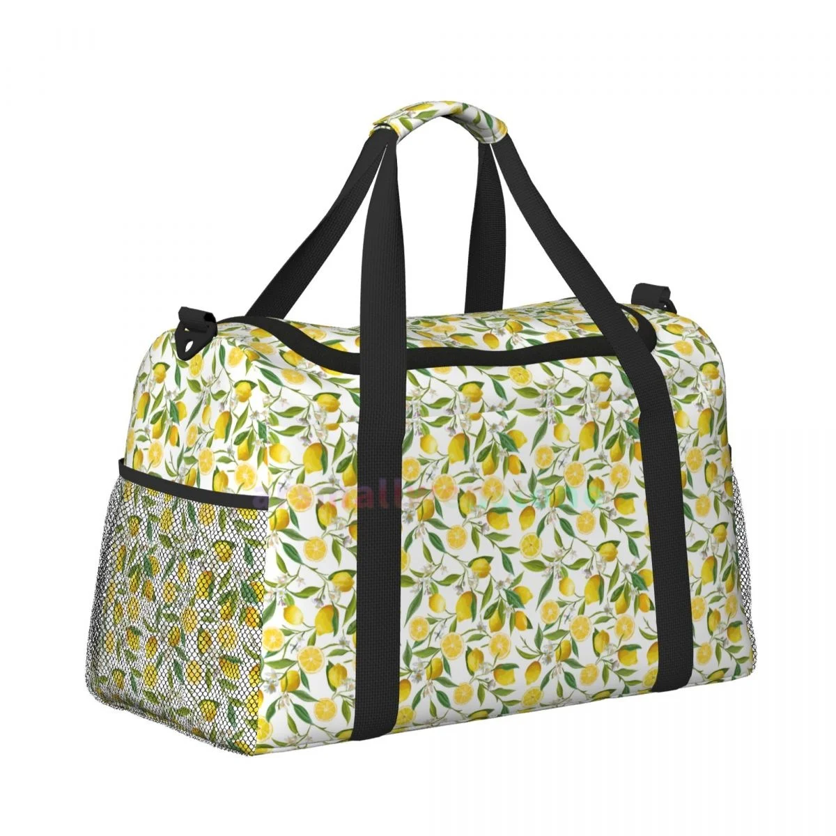 Lemon Tree Branches Flowers Leaves Travel Duffel Bags Sport Gym Yoga Luggage Bag Personalized Weekender Bag with Shoulder Strap