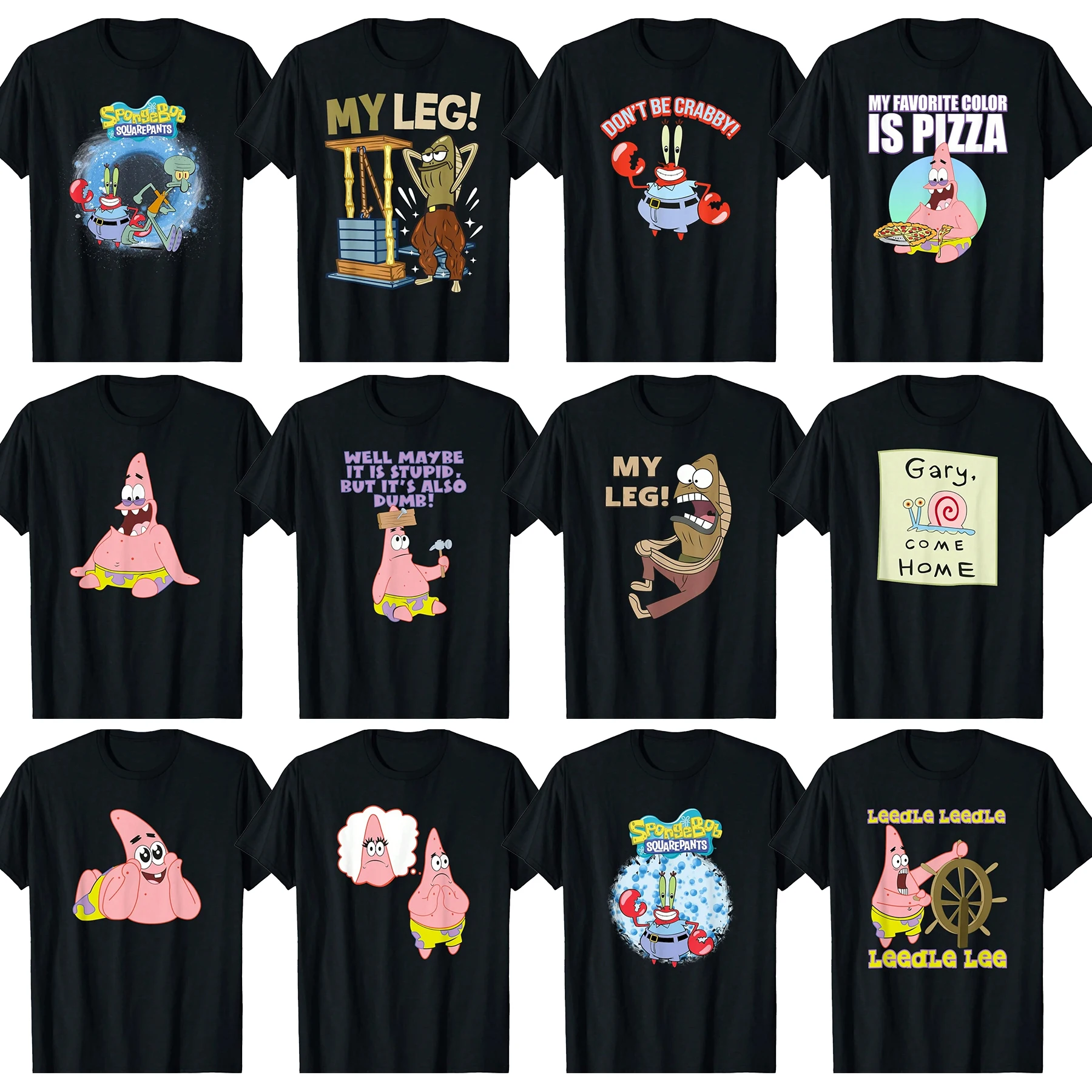 

SpongeBobs SquarePantss Printed Men's T-shirts Fashion Hip-Hop Streetwear, Unisex Couple Outfit Y2k Clothes Men Woman Clothing