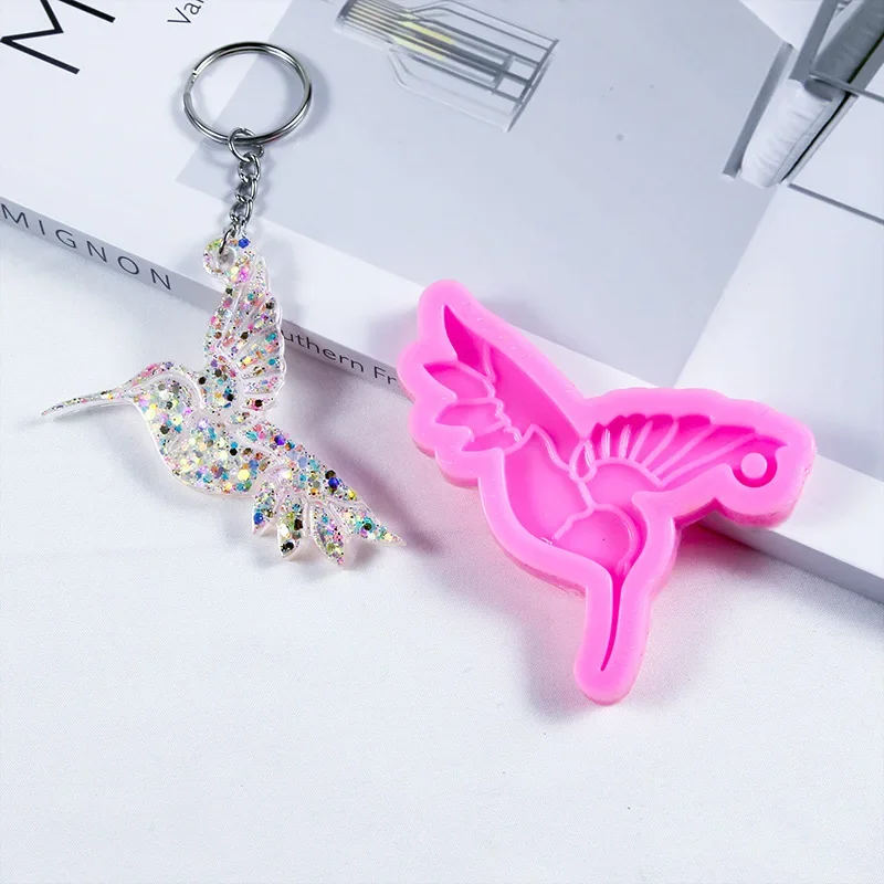 DIY Super Glossy Resin Hummingbird Silicone Mold Birds Epoxy Craft Keychain Cake Mould Polymer Clay Necklace Jewelry Making Mold