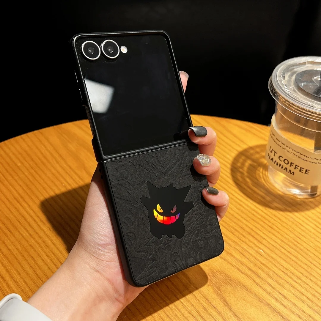 

P-Pokemon P-Pikachu Gengar Anti-fur Laser Luxury Anime Phone Case for Samsung Galaxy Z Flip 3 4 ZFlip 5 6 7 Z Fold 6 5 5G Cover﻿