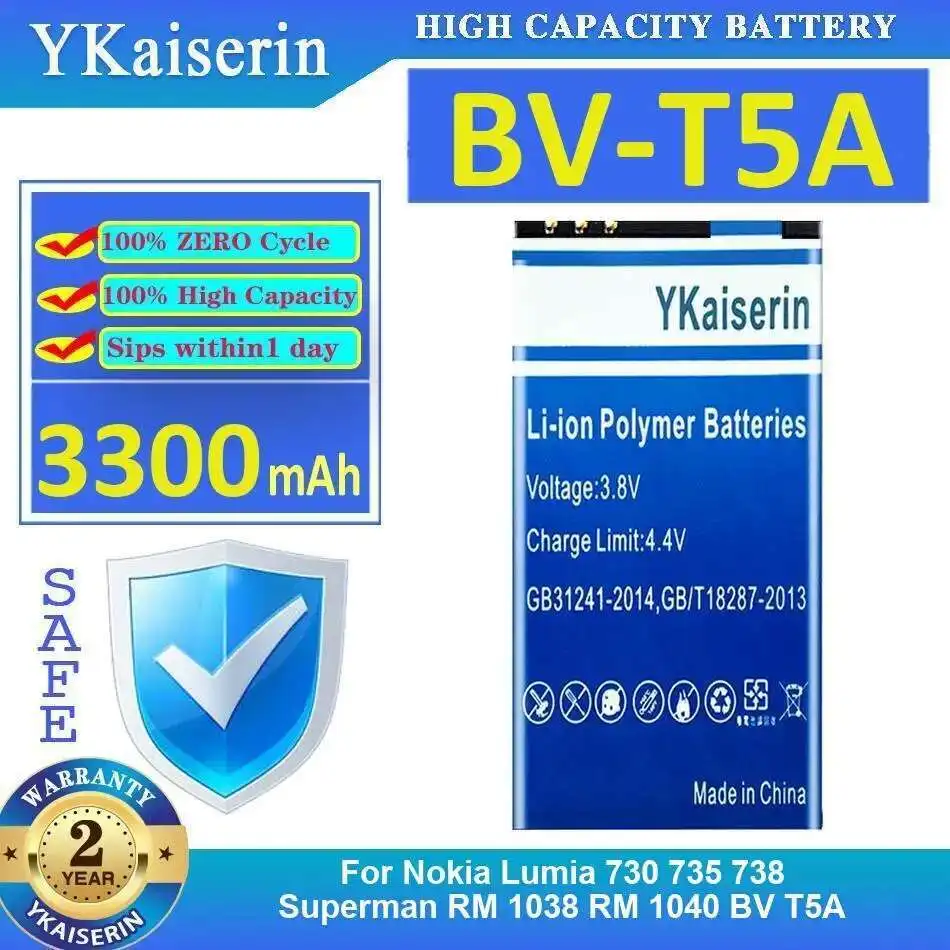 

For Nokia Lumia 730 735 738 Superman RM 1038 1040 BV T5A 3300Mah High Performance BV-T5A Mobile Phone Battery