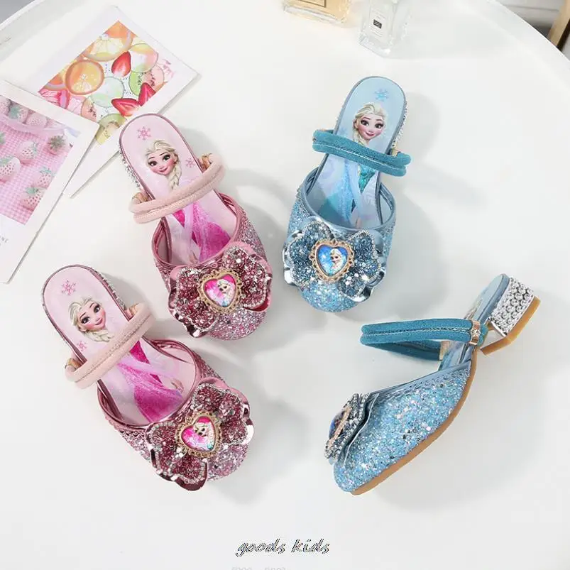 Disney Girls Sandals New Summer pantofole per bambini ragazze scarpe di cristallo Frozen 2 Elsa Princess Shoes regalo di compleanno