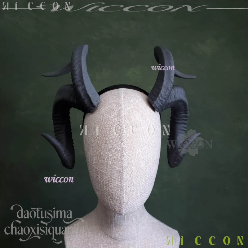 

Аниме-игра BG3: Косплей-аксессуары Alora Furry Furrsuit, головной убор в виде овечьего демона, 3D-рога из полимолочной кислоты, реквизит, панк-головной убор