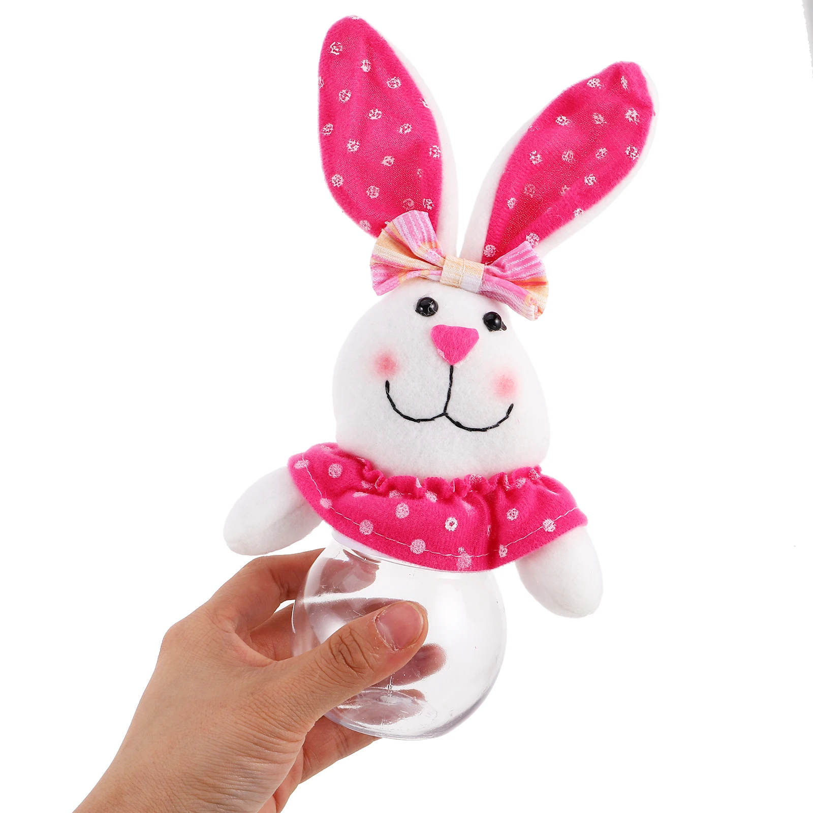 

Rabbit Candy Jar Easter Boxes Transparent Containers Reusable Party Favors Airtight Lid Bunny Storage Treat Bottle For