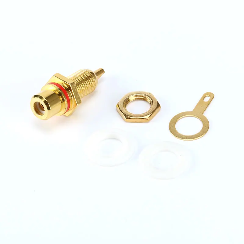 2PCS AV Plug RCA Female Plug Jack Audio Socket  Gold Plated Amplifier Chassis Phono Connector With Nut Solder Cup  Red / Black