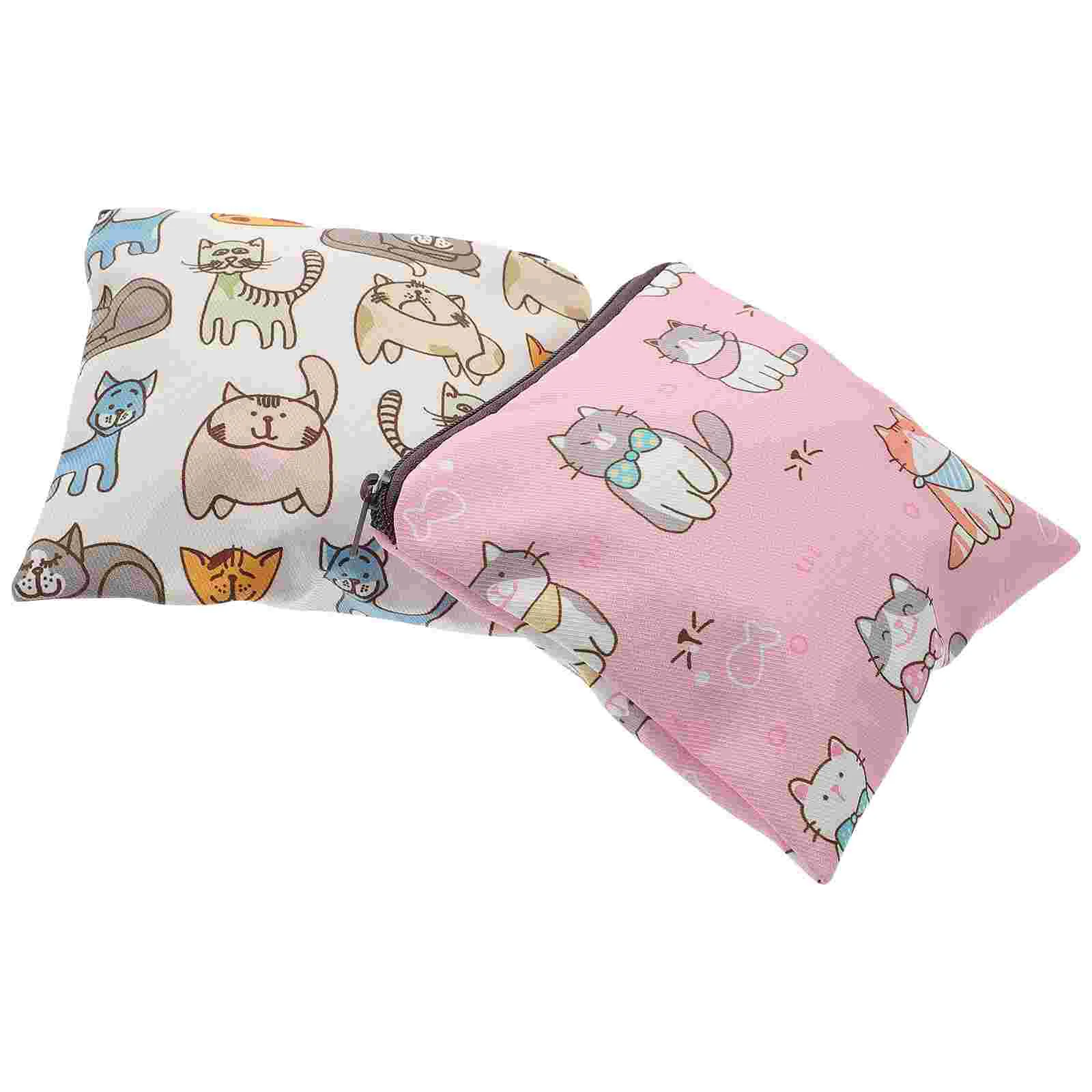 2 Pcs Sanitary Napkin Storage Bag Decorate Pouch Organizer Menstrual Pad Period Portable Polyester Small