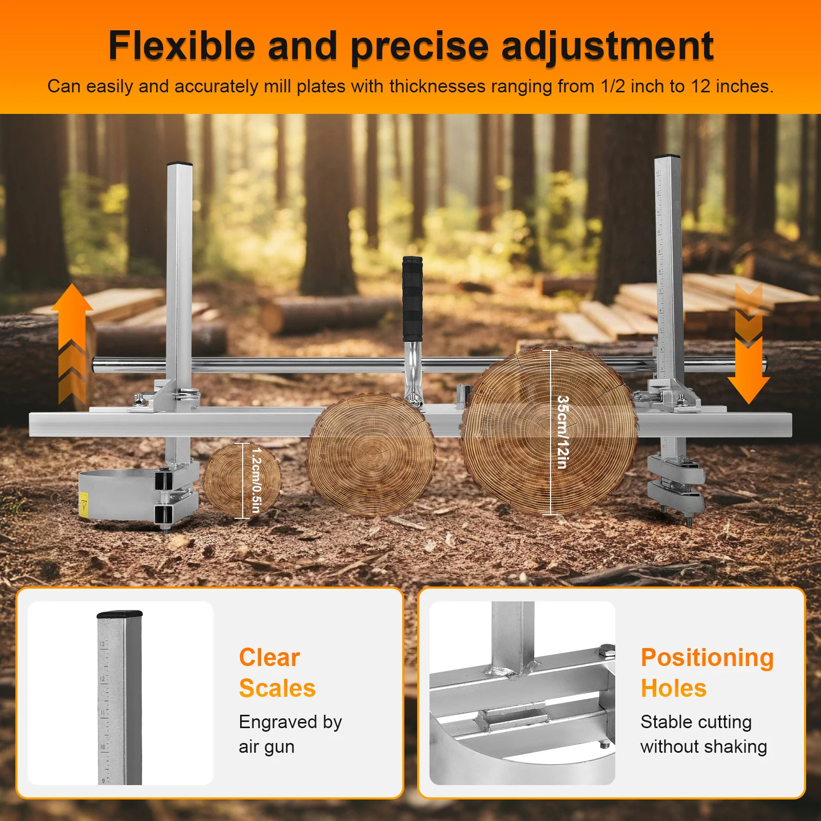 Kettensägenmühle Planking Fräsmaschine 36 Zoll Führungsstange 0,5-12 Zoll Schnittstärke Holzschneidvorrichtung Sägewerk für Holzarbeiter Neu