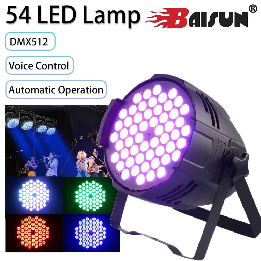 54*3W LED DJ Disco Lights DMX 512 RGB Sound Control Party Audience Ambient Lights Christmas Day Bar Aluminum Stage Lights