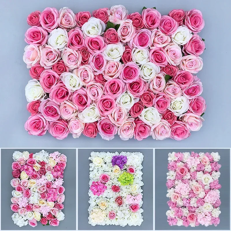 40X60CM Artificial Flower Wall Artificial Rose Embroidery Ball Dahlia 3D Background Wall Wedding Decoration Flower Row