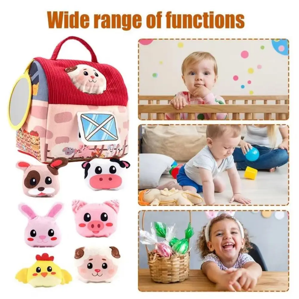 

Farm Simulated Baby Soft Plush Animals with Sound Cute Farm Animals House Set Training Toys Cartoon Animals Cognition Doll