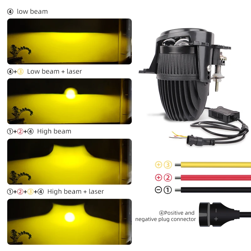 2.0 Inch Dual Laser Fog Light For Toyota Car Headlight Bi Led Lenses Mini Projector Yellow Light Waterproof 12V LED